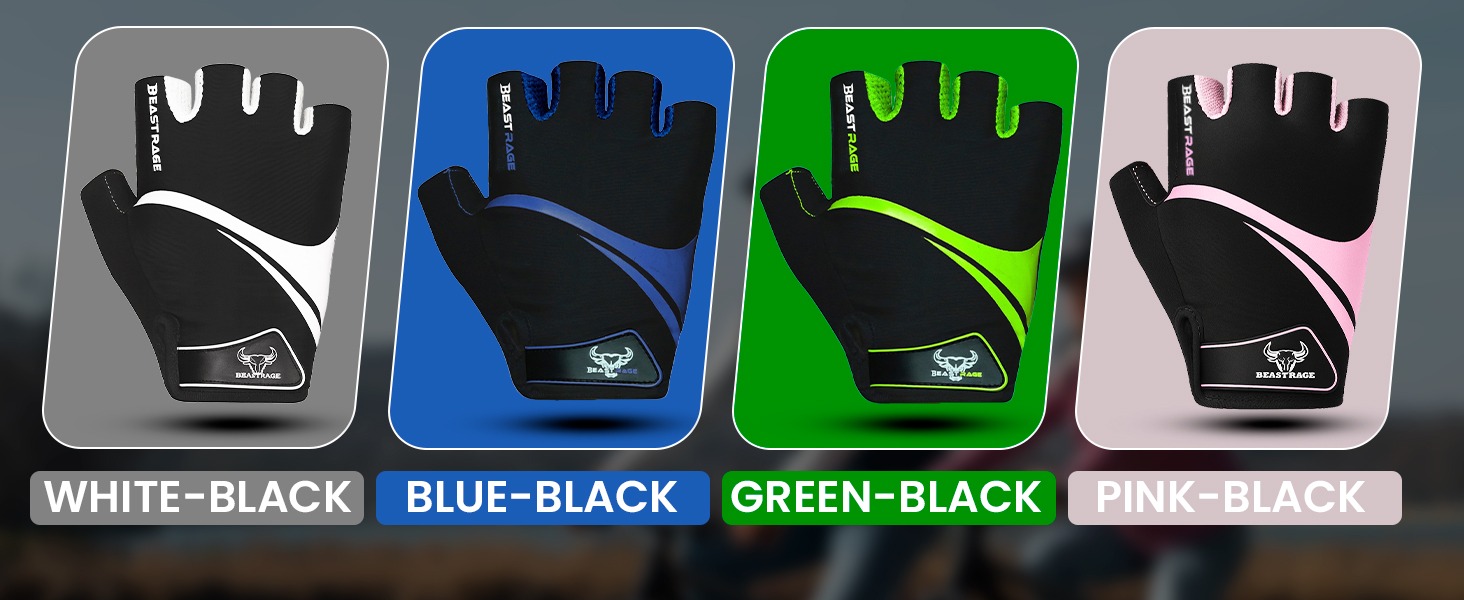 Велосипедні рукавички BEAST RAGE без пальців для жінок та чоловіків, дихаючі, з антиковзною долонею, амортизація, гелеві подушки, для шосе, MTB, маунтінбайкінгу, білі, розмір L