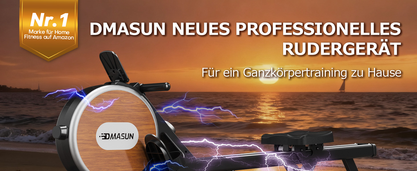 DMASUN Ручний тренажер для дому з магнітним опором, подвійними направляючими, підключенням до APP, 16 рівнів опору, LCD-дисплеєм, для кардіотренувань, до 160 кг, 32-рівнева електрична настройка (мережевий адаптер), дизайн під дерево