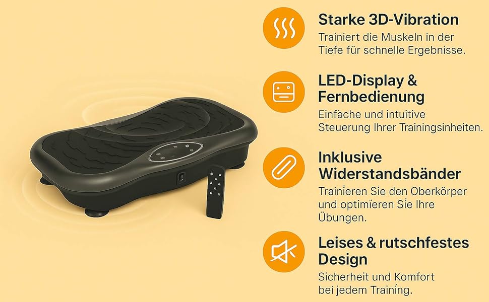 Вібраційна платформа LCD з Bluetooth та USB – Power Plate для фітнесу, тренування всього тіла, схуднення та нарощування м'язів, домашнє тренування з пультом дистанційного керування, чорний/червоний