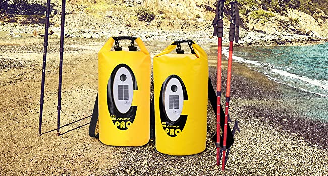 Водонепроникний рюкзак Qoolife з Bluetooth-динаміком 20L (жовтий)