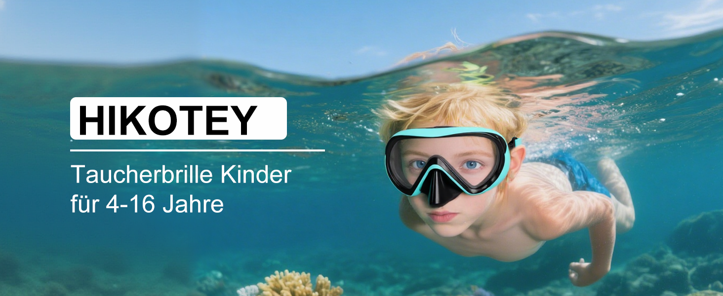 Дитяча маска для снорклінгу Kinder з трубкою, 180° панорама, анти-запітніння, блакитна (4-16 років)