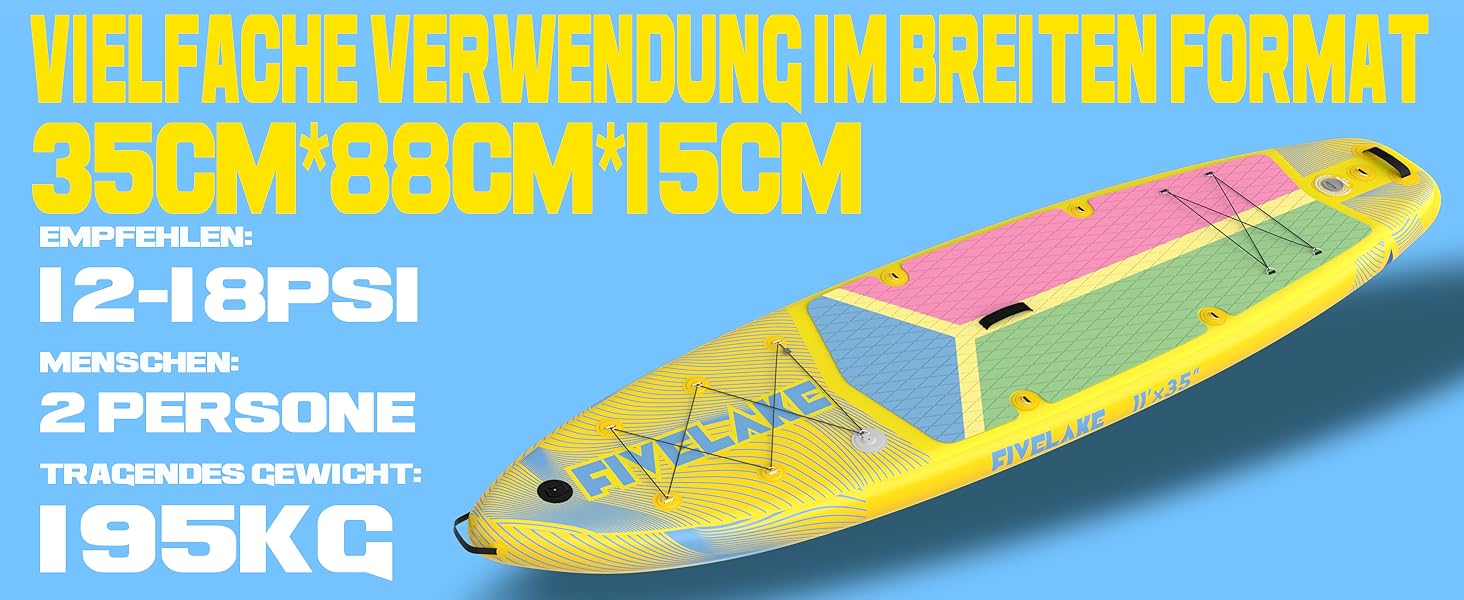 Надувне SUP-борд FIVELAKE для дорослих 335см. Комплект: весло, насос, рюкзак, лінь, водонепроникна сумка (зелений/жовтий)