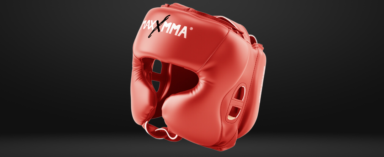 Захист для голови MaxxMMA L/XL для боксу, ММА, кікбоксингу, карате, тхеквондо (червоний)