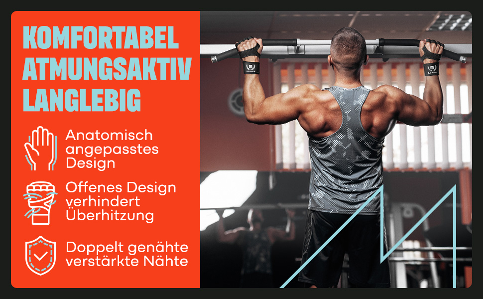 Рукавички для важкої атлетики Mava з підтримкою зап'ястя – тренувальні рукавички для тренувань, підтягувань, калістеніки та фітнесу – для чоловіків та жінок, чорний, розмір M