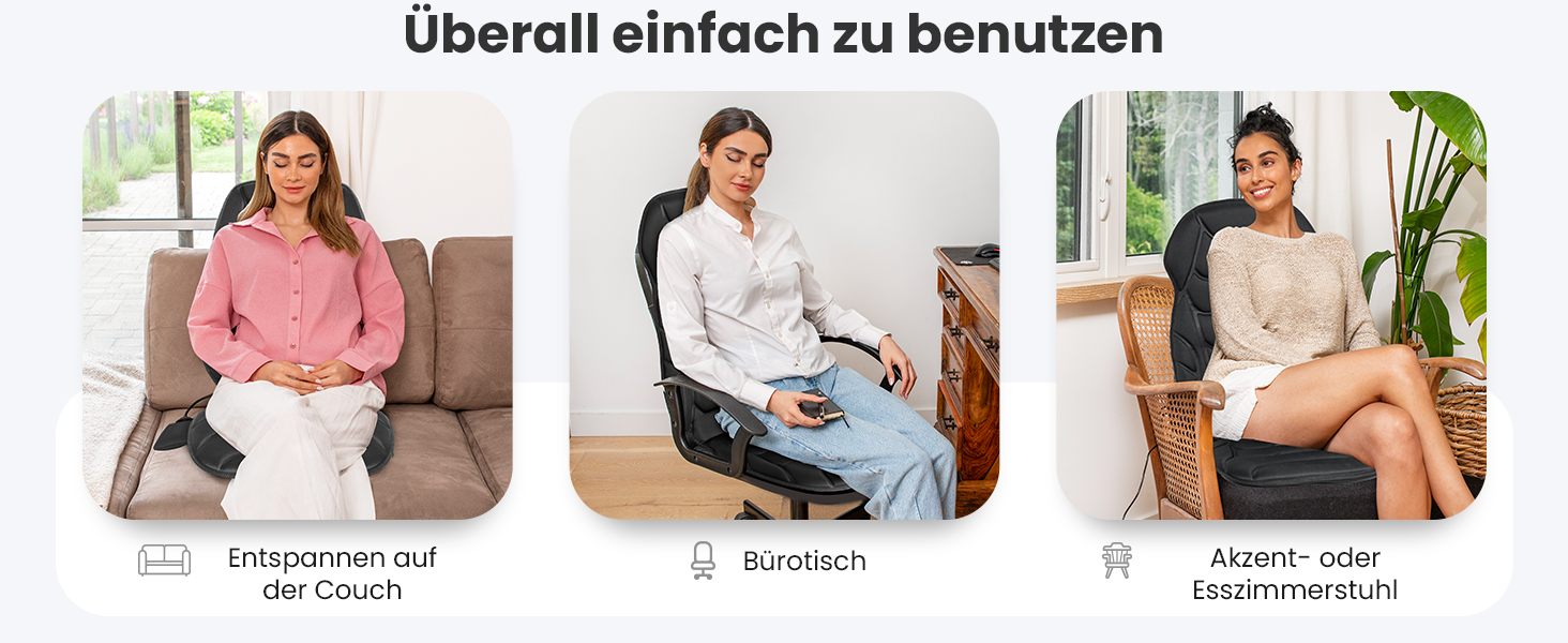 Масажне сидіння Comfier з підігрівом та вібрацією для спини та шиї. Крісло для релаксації, масажер для дому та офісу. Подарунок для жінок, чорний