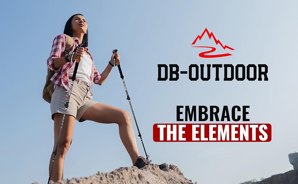 Трекінгові палиці для жінок та чоловіків DB-OUTDOOR, алюміній 7075, регульовані, з пробковими ручками