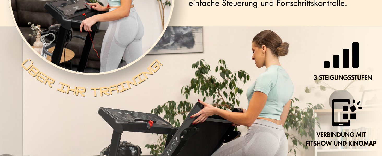 Електричний біговий тренажер Hop-Sport Soul з масажером, комп'ютером та Bluetooth, складаний, для дому, швидкість до 14 км/год, вантажопідйомність 130 кг