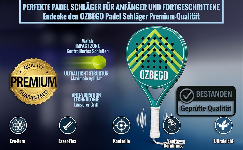 Набір для падел-тенісу Ozbego: повний карбон, сумка, 2 овергрипи, бандаж на зап'ястя, захисна плівка. Підходить для початківців та досвідчених гравців. Легкий та довговічний. Чорний та зелений колір.