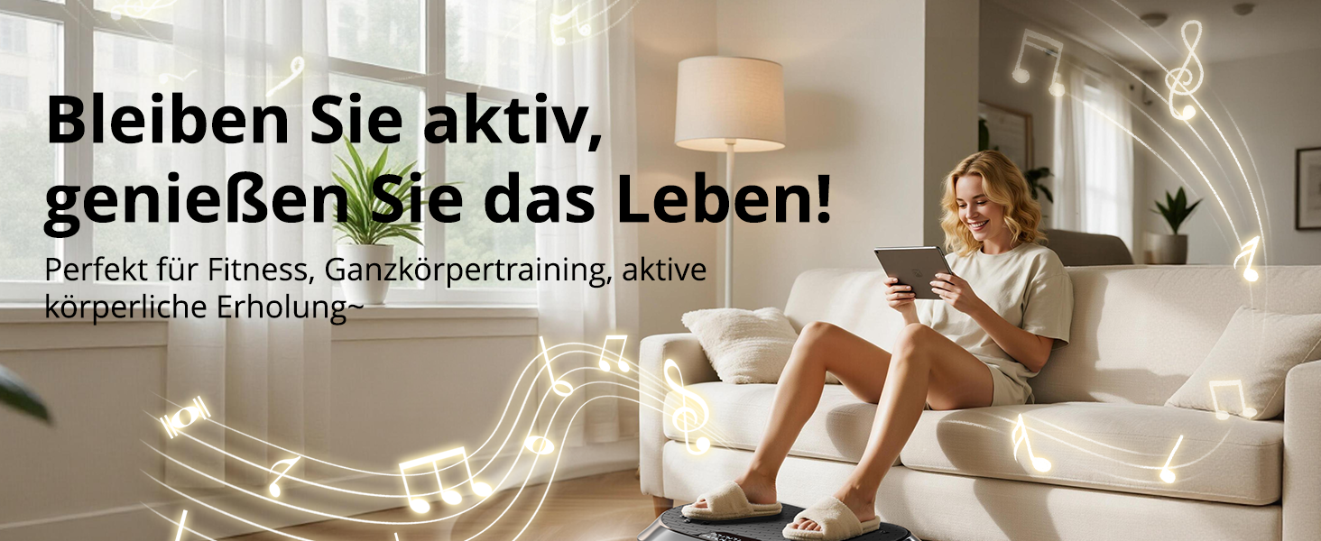 Вібраційна платформа для тренувань з Bluetooth-динаміками – 120 рівнів інтенсивності, для фітнесу вдома, лімфодренажу та формування тіла, чорна