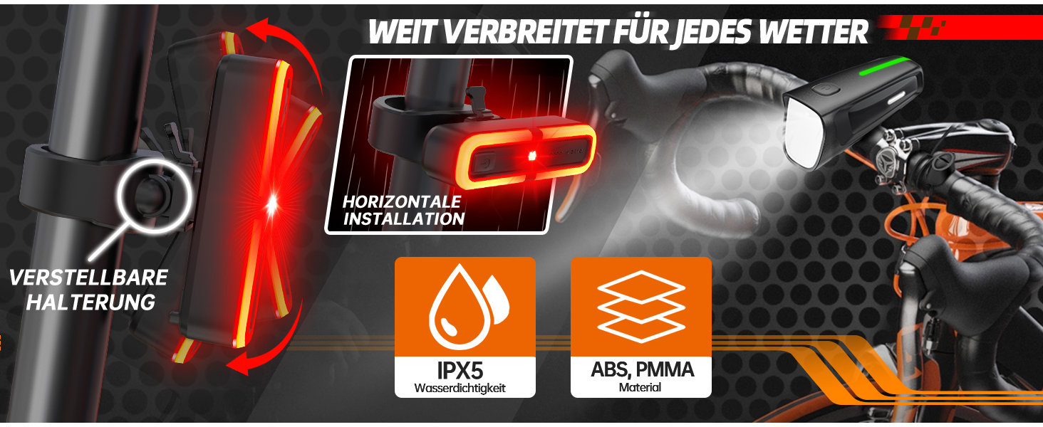 LED велосипедне освітлення: комплект 100 Lux, сертифікований StVZO, USB зарядка, водонепроникність IPX5, переднє та заднє світло з функцією гальмування