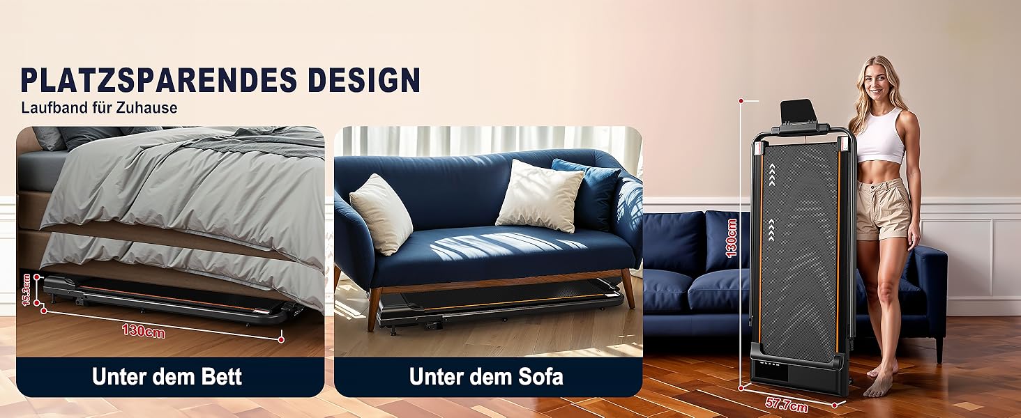 Бігова доріжка VOWVIT для дому, складаний: кут нахилу 7%, потужність 2.5 PS, максимальне навантаження 120 кг, швидкість 1-12 км/год