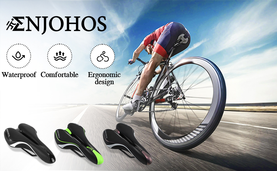 Велосипедне сідло ENJOHOS, водонепроникне PU сідло для гірського, трекінгового, туристичного та шосейного велосипеда (Чорно-біле)