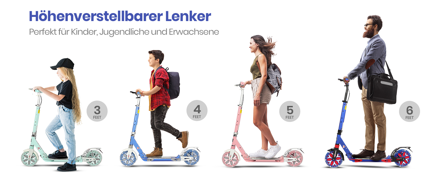 Самокат трюковий Kickscooter LED-синій, для дітей 8-12 років та дорослих, колеса 200 мм, дискові гальма, складаний, з ременем та подвійною амортизацією