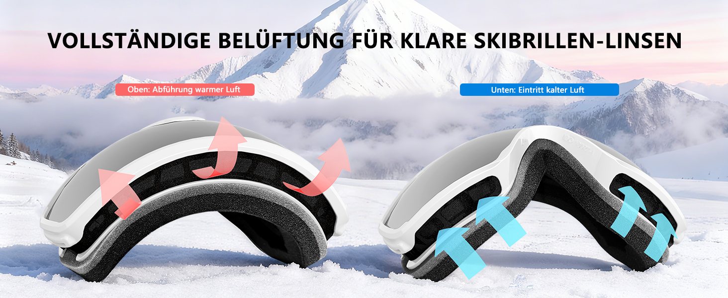 Окуляри для сноуборду та гірськолижного спорту Innerking OTG, захист від запотівання & UV400, для носіння поверх корекційних окулярів, подвійне скло, чорний/срібний (VLT 11%) (A2-White/Silver (VLT 10%))