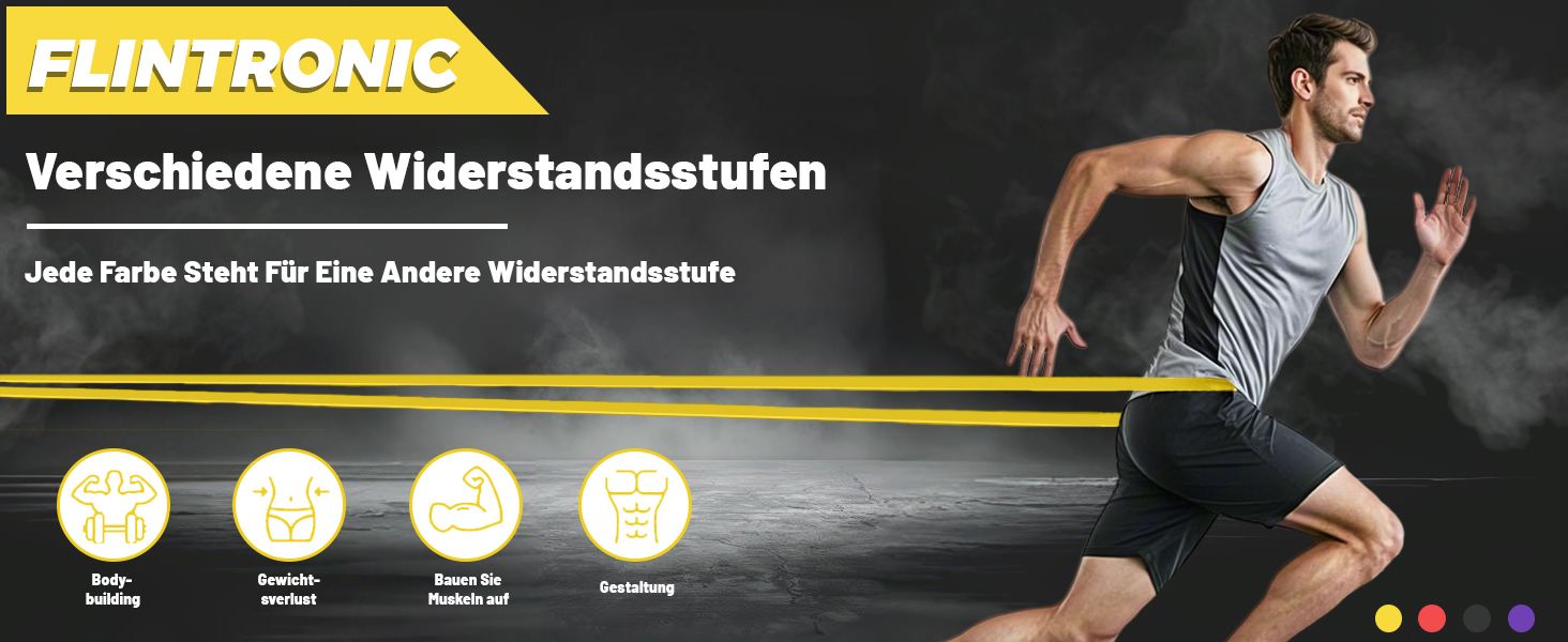 Набір еластичних стрічок Flintronic для фітнесу та йоги, 4 шт.