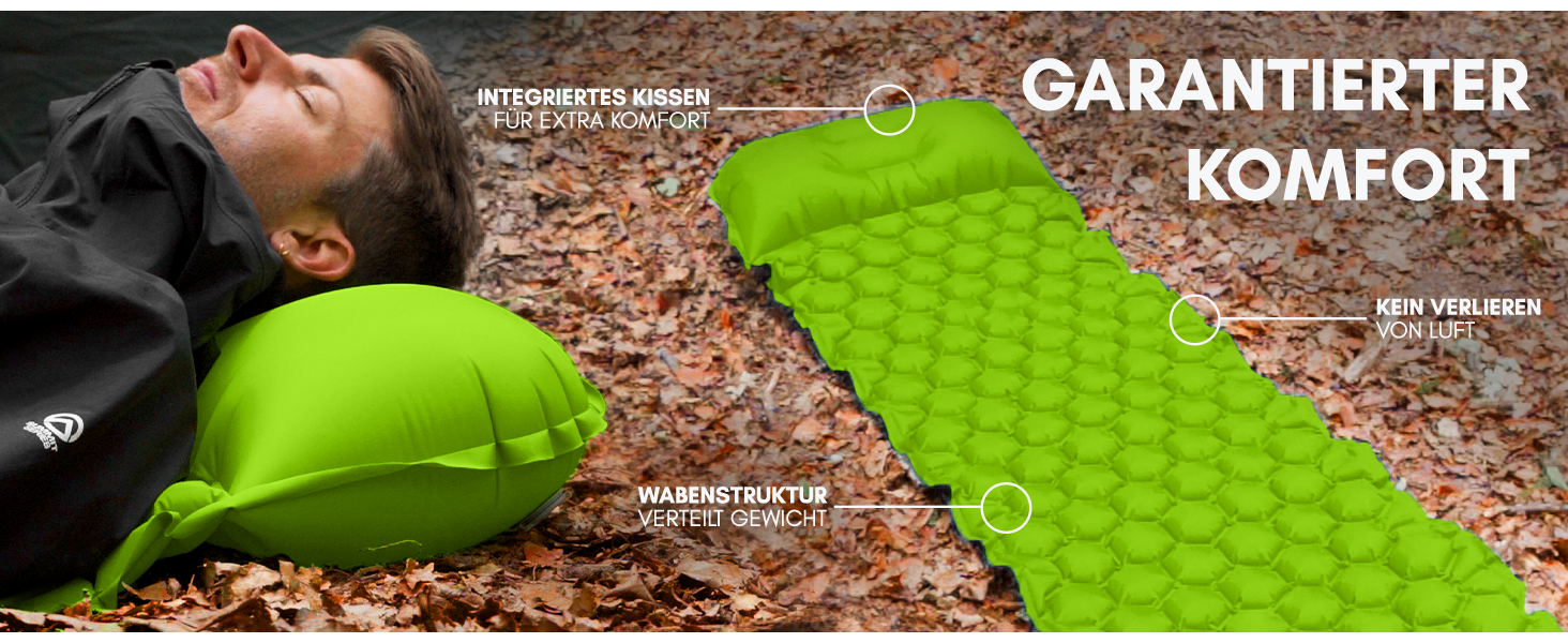 Килимок туристичний NORDMUT® Isomatte Outdoor з ремкомплектом | Легкий килимок для кемпінгу, походів, відпочинку на природі - компактний, зелений