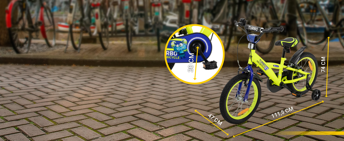 Дитяче велосипед Actionbikes Turbo 12/16 дюймів - V-Brake гальма, захистники, для дівчаток та хлопчиків (2-7 років)