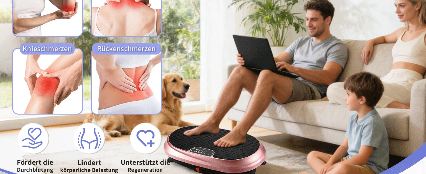 Віброплатформа для фітнесу Rüttelplatte Pro (Рожева) - 199 рівнів вібрації, 9 програм, динаміки, до 150 кг