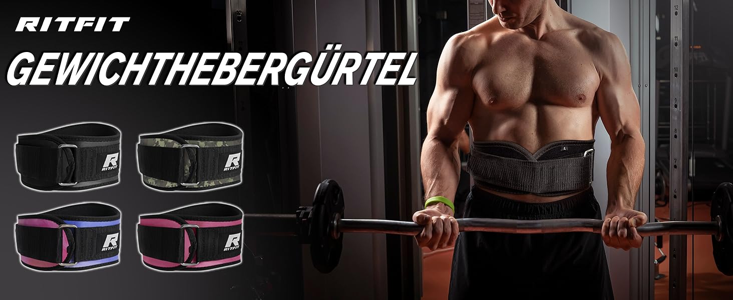 Пояс для важкої атлетики RitFit 6'' (15 см) для чоловіків та жінок, чорний, з липучкою, для пауерліфтингу, бодібілдингу та силових тренувань, розмір S
