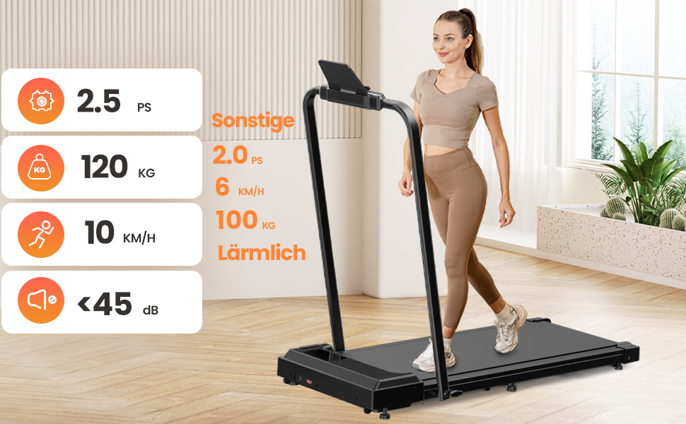 Біговий доріжка для дому складний 2 в 1, Walking Pad з регульованим столом, 1-10 км/год, LED-дисплеєм, пульт дистанційного керування, 2.5 PS, 120 кг, з підлокітниками