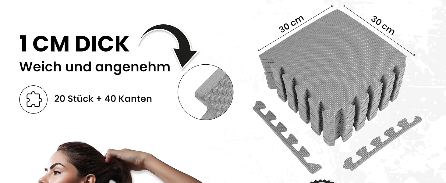 Набір захисних пазл-килимчиків для підлоги unycos (12/20/28 шт), 30x30x1 см, протиковзні мати для тренажерного залу, фітнесу та йоги, водонепроникні, сірі