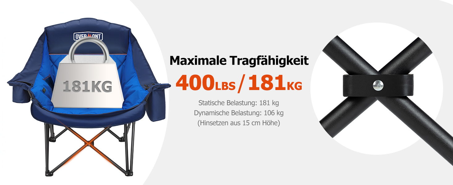 Обідній стілець для кемпінгу OVERMONT з підігрівом XL, розкладний, для відпочинку на природі, риболовлі, блакитний