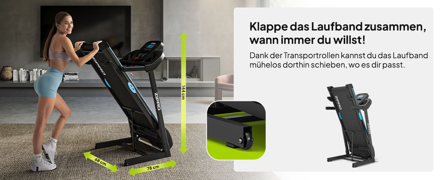 Біговий тренажер Zipro Tekno з нахилом, до 14 км/год, LCD дисплей, для дому, до 120 кг, двигун 1.5-2.5 PS