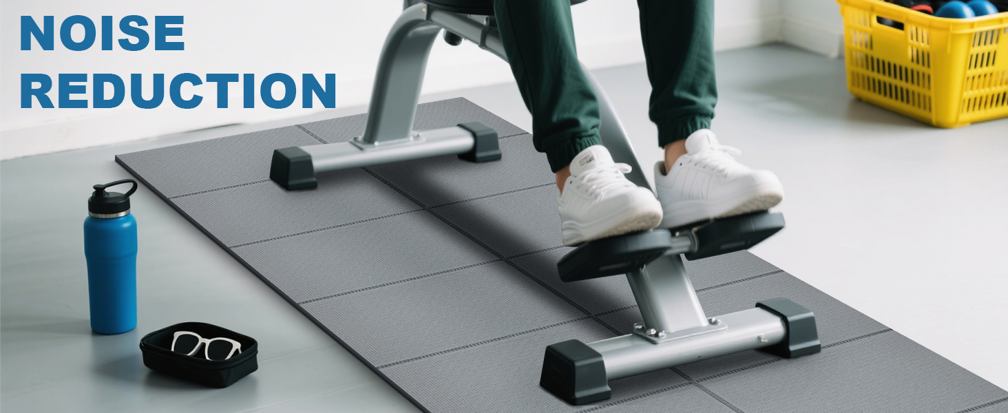 Килимок під тренажер PVC 173x61x0.6 см, захисний шумопоглинаючий мат для бігової доріжки та йоги, водонепроникний (сірий)