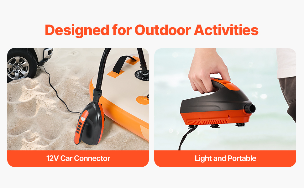 Електрична SUP-насос VEVOR з USB-виходом, 2-ступеневий насос для надувних SUP-дошок, наметів з автоматичним вимкненням та LED-підсвіткою (20 PSI)