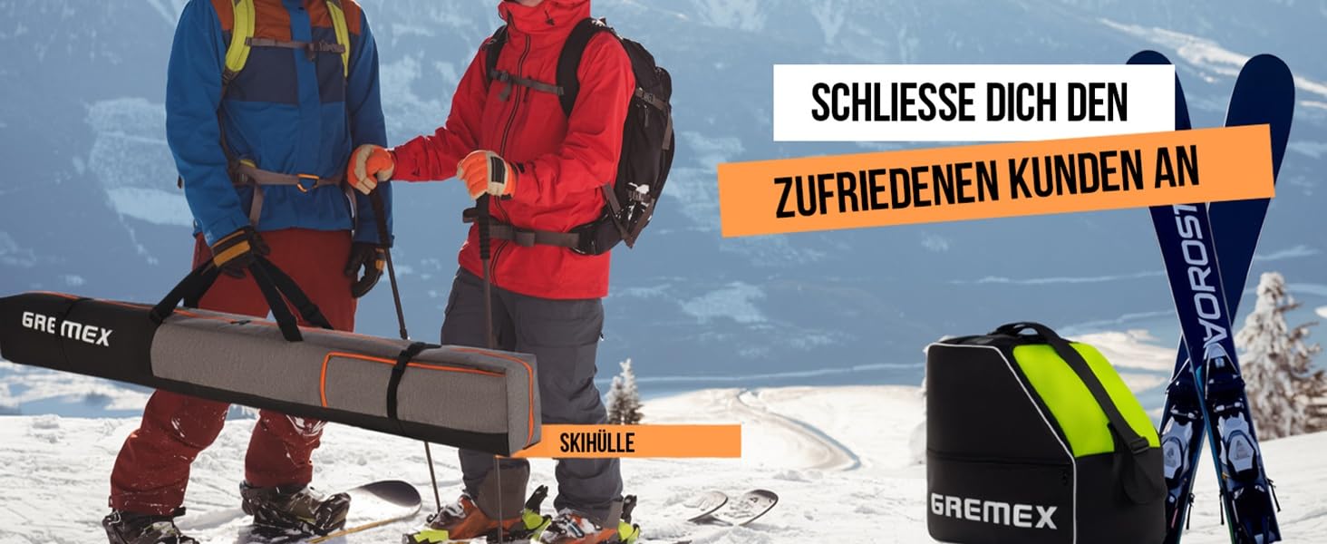 Водонепроникний мішок для лиж Skitasche на 1 пару лиж - міцний та ергономічний, 180 см, бірюзовий + жовтий