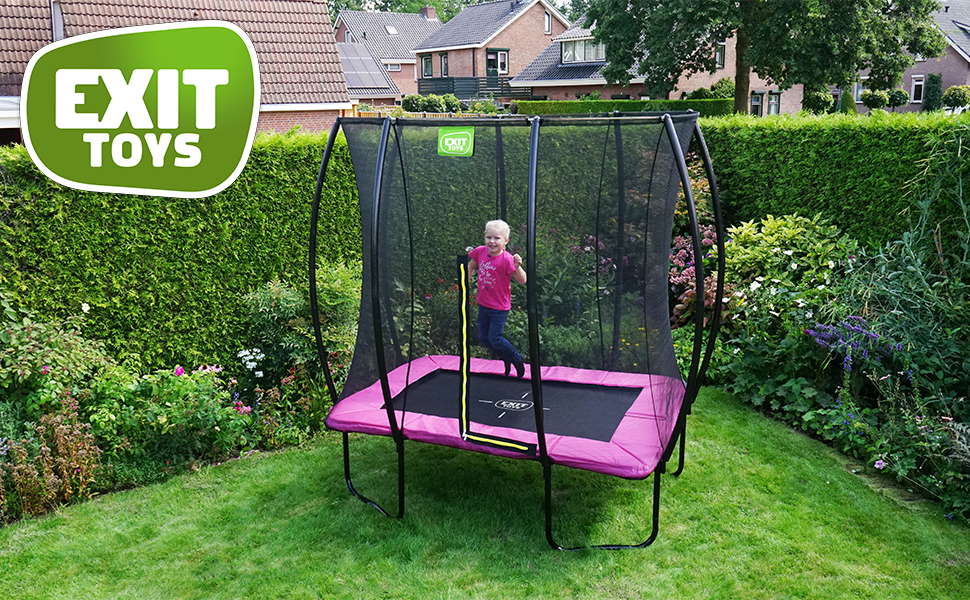 EXIT Toys Наземний батут Silhouette, діаметр 244 см, зелений - з сіткою та захистом, для дітей