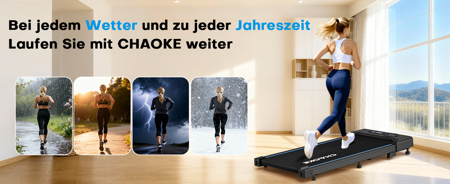 Ходунка CHAOKE з регулюванням нахилу 9%, біговий стіл для дому та офісу, потужний 2.75 PS мотор, до 150 кг, 12 HIIT-програм та пульт керування (чорний)