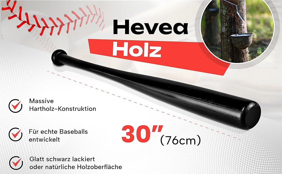 Біта для бейсболу Redfield з масиву дерева (76 см) - екологічна, чорна або натуральна