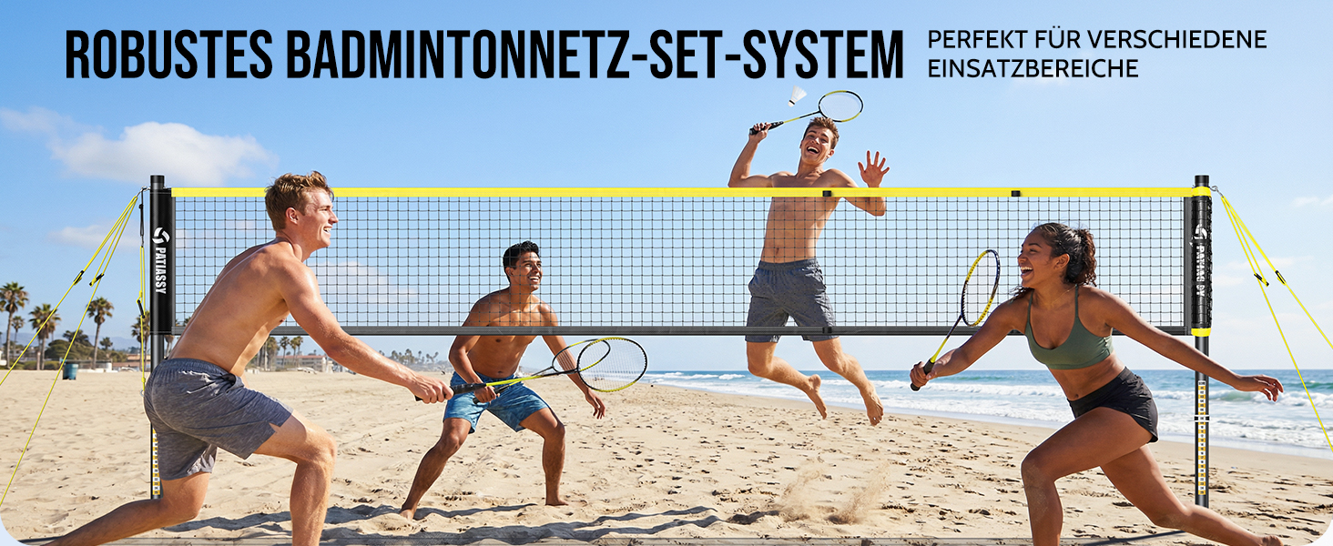 Мобільний волейбольний сет для бадмінтону, регульований, 4 ширини, з сумкою, для залу та вулиці