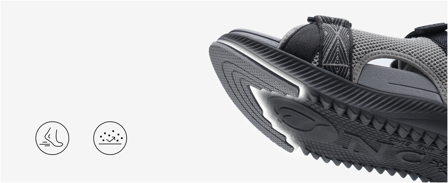 Чоловічі сандалії ONCAI Wandersandalen: сірі сандалії для піших прогулянок, пляжу та водних видів спорту з регульованими ремінцями, розмір 48 EU