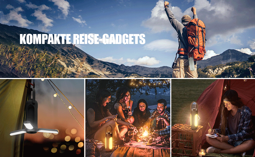 LED кемпінговий ліхтар на акумуляторі 10000 mAh, бездротовий, з 3 режимами освітлення, для наметів та відпочинку на природі, чорний