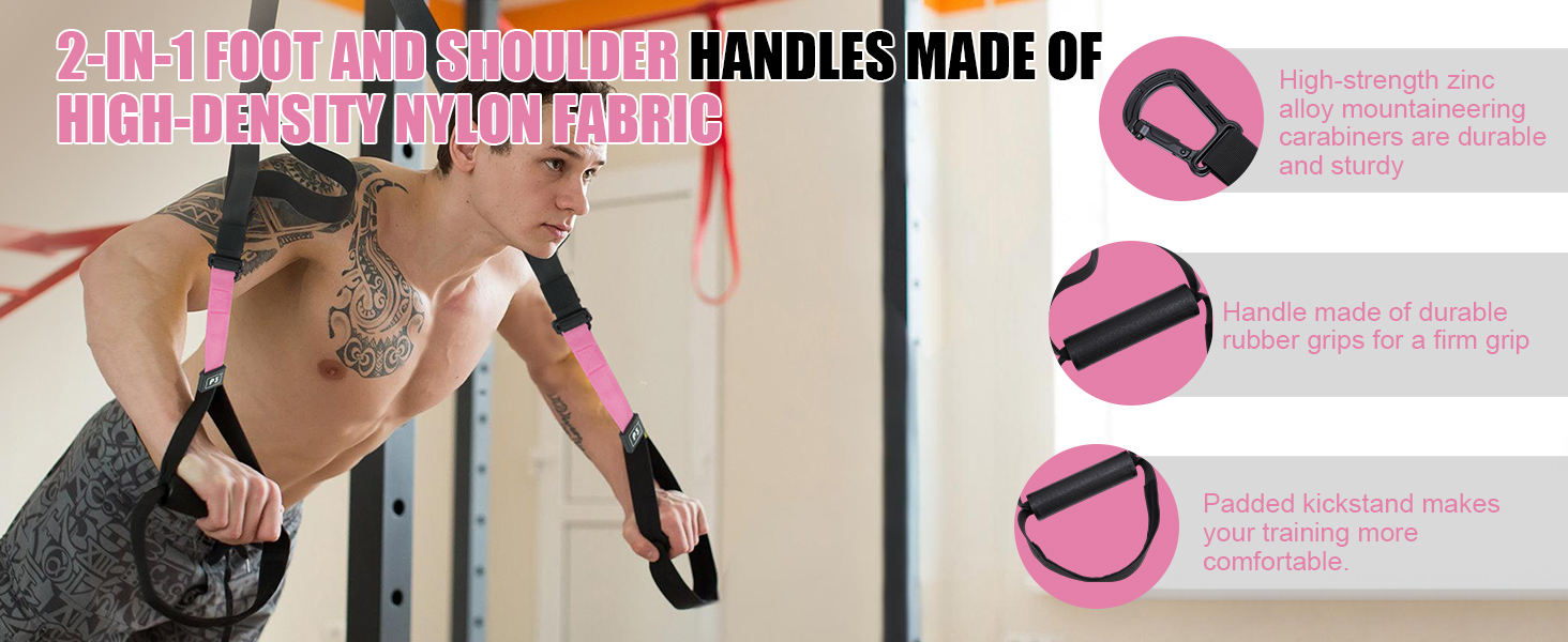 Слінг-тренажер для повного тіла для домашнього спортзалу. У комплекті: сумка-мішок та інструкція. Рожевий колір