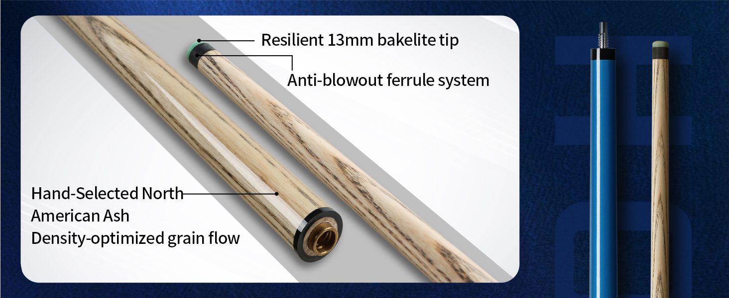 Біліардний кий Horse з наконечниками 13 мм, 147 см, з рукавичками та крейдою. Дерев'яний кий для більярду для дорослих. Стильний дизайн, вага 540/600 г