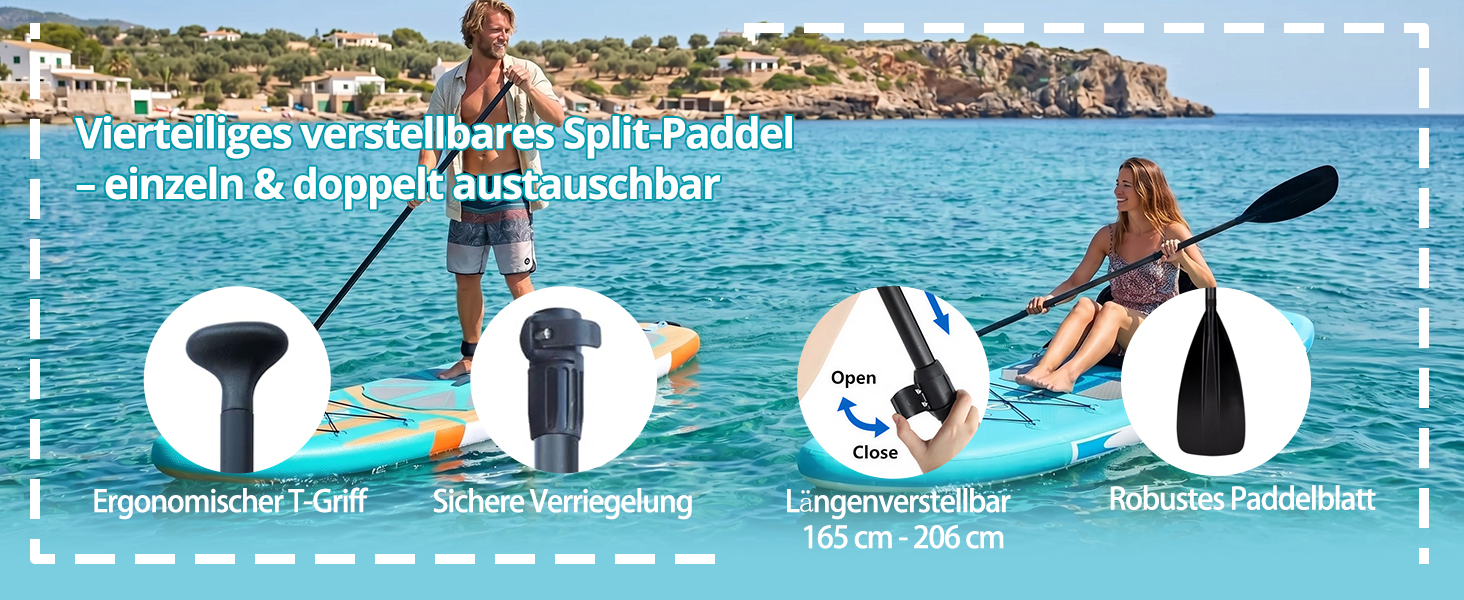 SUP дошка Premium Allround для початківців та досвідчених, з сидінням, до 200 кг, 320x81x15 см, м'ятно-бірюзово-біла + тримач для камери