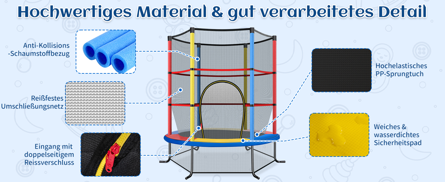 Трамплін GOPLUS Indoor з сіткою безпеки, дахом, сталевою конструкцією, для дітей, Ø165 см, до 135 кг