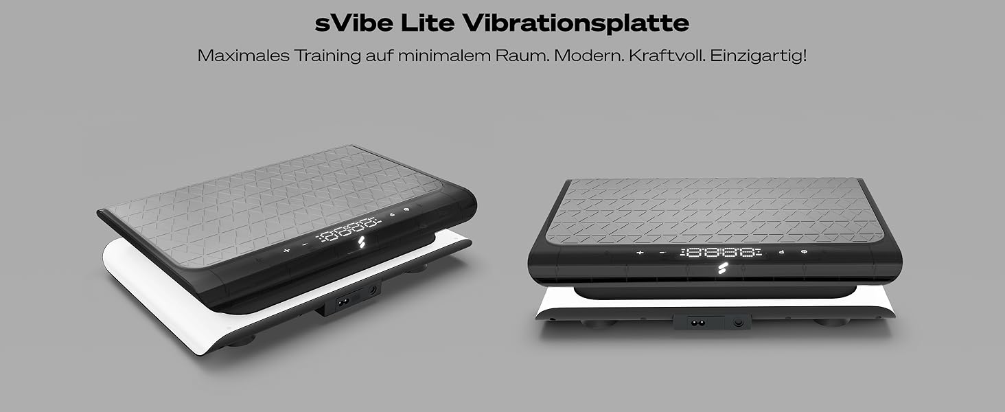Віброплатформа Sportstech sVibe Lite для дому: схуднення, спалювання жиру, зміцнення м'язів | 99 рівнів інтенсивності, Bluetooth-пульт, до 120 кг | Біла