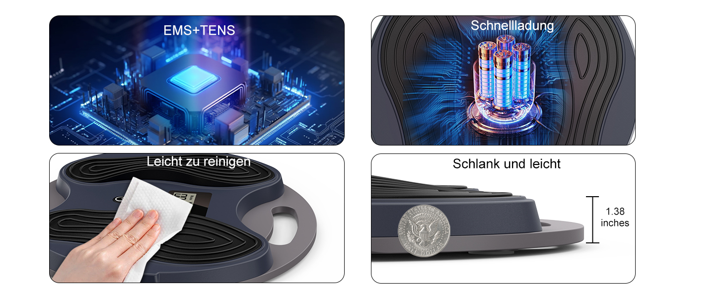 Масажер для ніг Medic Durchblutungsstimulator – EMS/TENS масаж, для нейропатії, фасціїту, м'язової втоми та болю, з 4 електродами