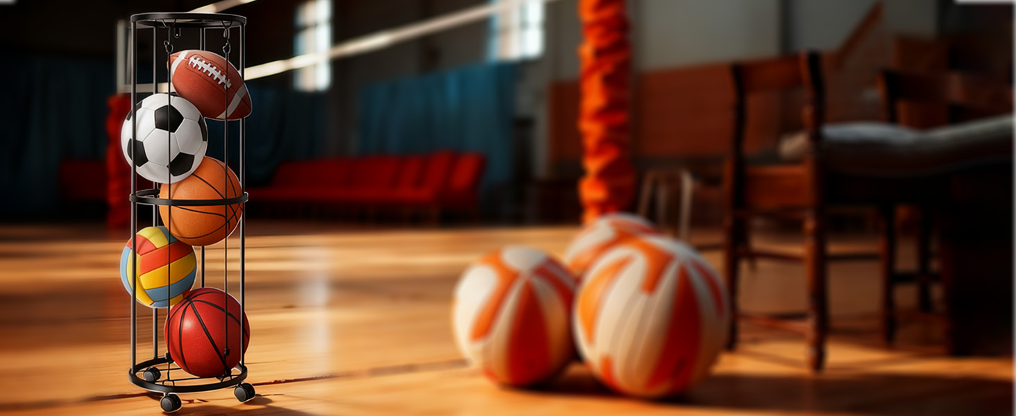 Стенд для м'ячів: баскетбольний, футбольний, волейбольний (2 яруси)