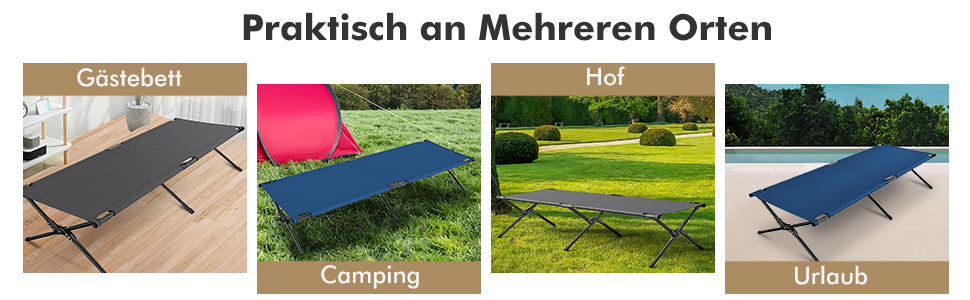 Кемпінгове ліжко Costway з металевим каркасом, складне, військового типу, одинарне, для кемпінгу та подорожей, 190 x 67 x 42 см (блакитне)