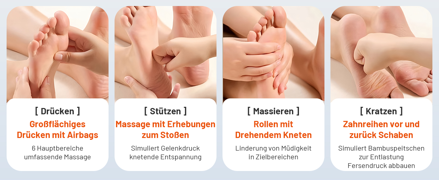 Масажер для ніг BeSokar Shiatsu з пультом, 6D-кнесірування, ролики, повітряна компресія, 3 рівні інтенсивності, теплова терапія