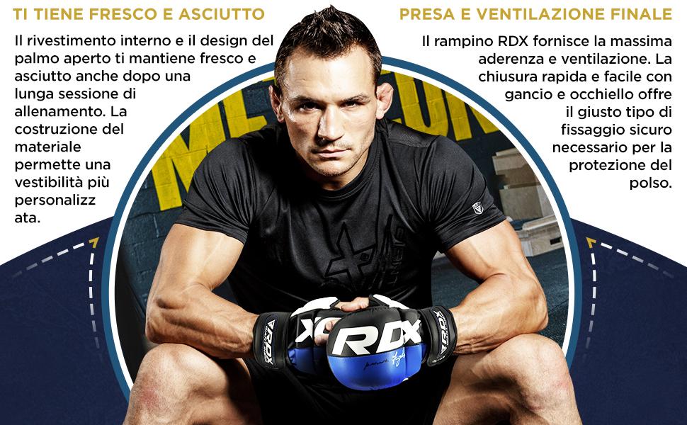 Боксерські рукавички RDX для чоловіків та жінок, рукавички для спарингу, кікбоксингу, муай-тай, рукопашного бою, відкрита долоня, блакитні