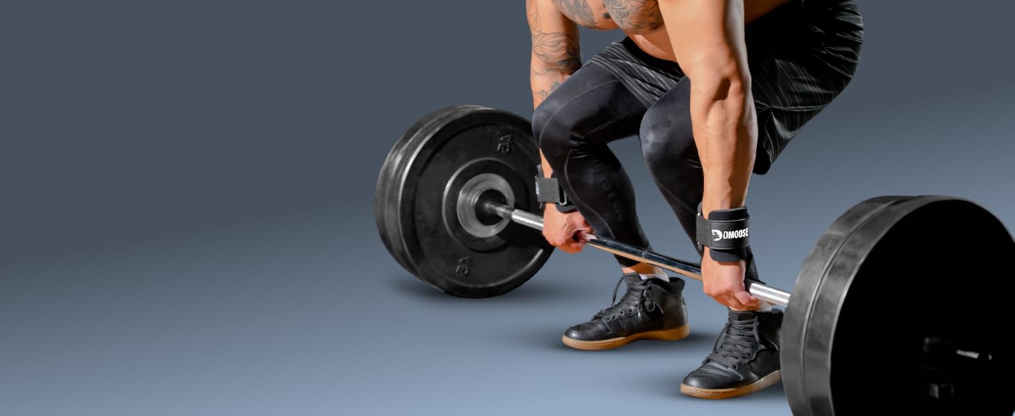 Набори для тяги DMoose Fitness для чоловіків та жінок (пара) - міцний нейлон з ремінцями на зап'ясті 8 мм - допоміжні засоби для тренажерного залу для пауерліфтингу та станової тяги - ручки для силових тренувань, червоні