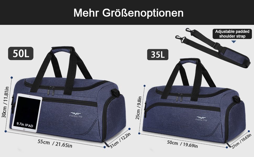 Спортивна сумка FIORETTO 35L з відділенням для взуття та мокрих речей, водонепроникна, для тренувань, спортзалу, подорожей, плавання, сауни, футболу, зелена 35л-оливковий (45л-світло-сірий)
