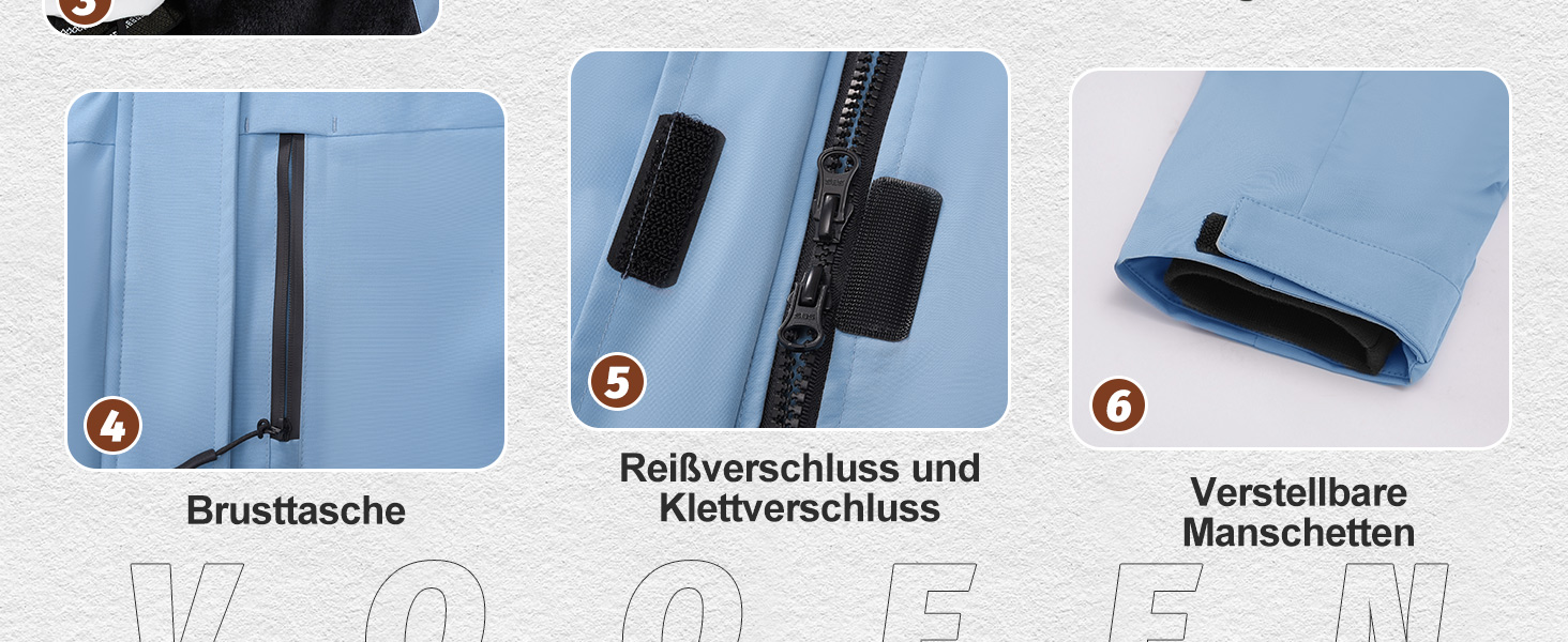 Водонепроникна зимова куртка Voqeen для жінок. Тепла флісова снігозахисна куртка для катання на лижах, вітронепроникна, дихаюча, з капюшоном. Розмір M, колір персиковий.