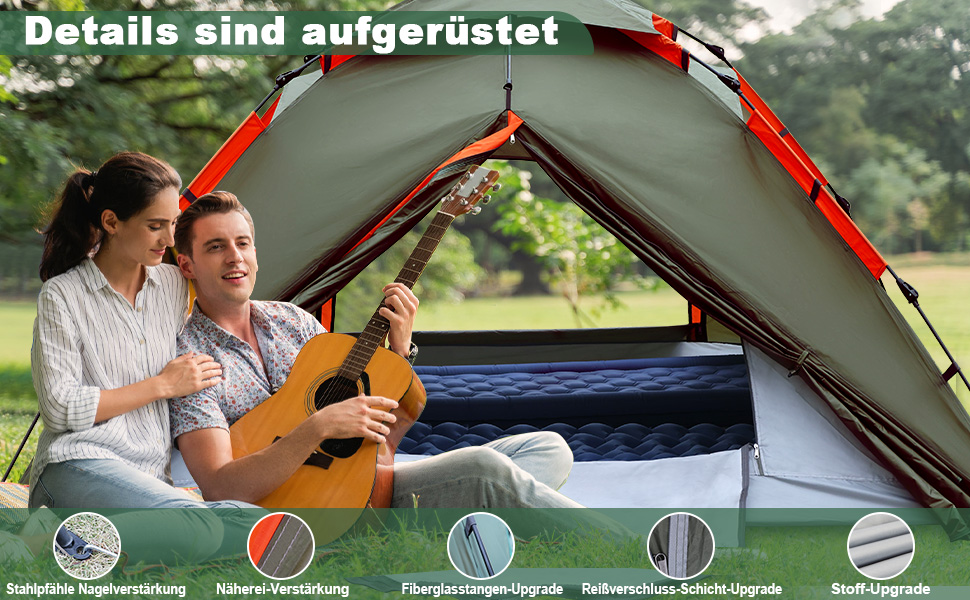 Намет для кемпінгу з тамбуром, намет для 2-4 особи, водонепроникний PU5000, для відпочинку, подорожей, трекінгу, саду, куполоподібний, ультралегкий, рюкзак, 2025, армійний зелений (Pop Up)